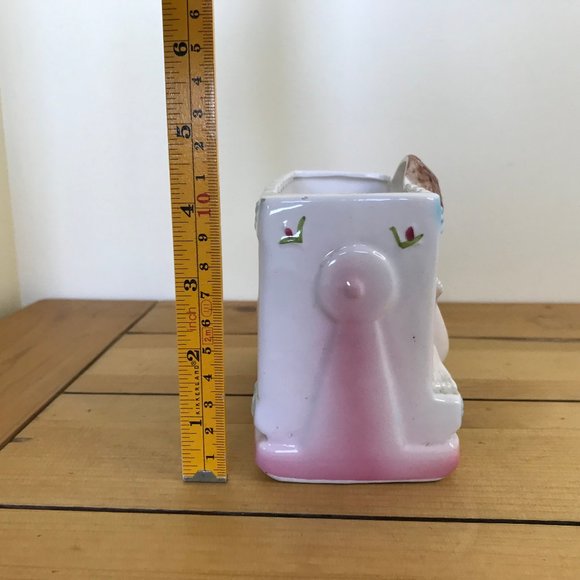 I'm Brand New Baby Ceramic Flower Vase Vintage Cute Pink & Blue Planter Pot - Picture 4 of 9